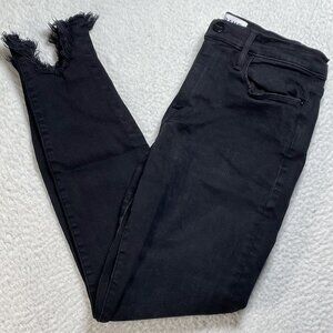 FRAME Jeans Womens 29 Black Le High Skinny Denim Split Hem High Rise 28x27 USA